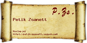 Petik Zsanett névjegykártya